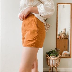 universal thread mustard colored cotton gauze shorts